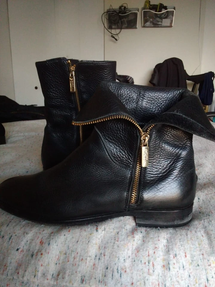 POLLINI (P) ~ Botas de cuero negras para mujer EU 41 / US 10 Hechas en Italia Foto 3 de 4