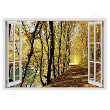 The Forest In Autumn by Fake 3D Window | Canvas (Rolled) | Wall art HD picture