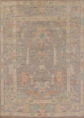 Vegetable Dye Traditional Oushak Turkish Area Rug Hand-Knotted Grey 8x10 ft