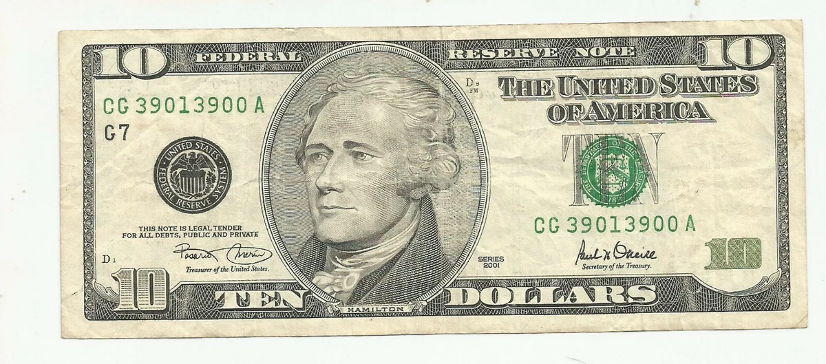 2001 $10 US Federal Reserve Small Notes for sale | eBay