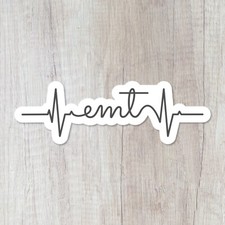 Durable Glossy EMT Water Bottle Sticker, Waterproof, Medic, Heartbeat