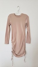 Anthropologie Dress New Size Small Beige Tan Drawstring Ruche T Shirt bow