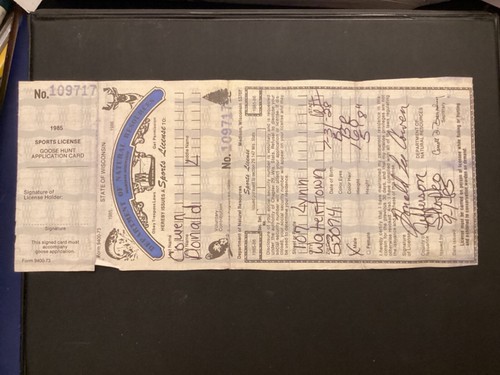 ICOLLECTZONE US RW52 1987 Wisconsin License with Stamp (A100) - Picture 2 of 2