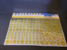 Smiley Face Stickers 71 Ct Lot Of 10 Yellow Metallic Sparkle 710 Total Count