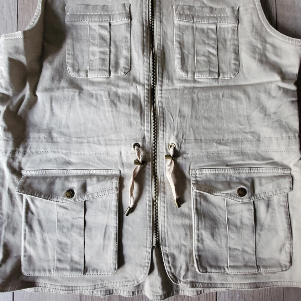 Chaleco utilitario Gander Mountain Guide Series para mujer mediano caqui forrado de franela Foto 4 de 4