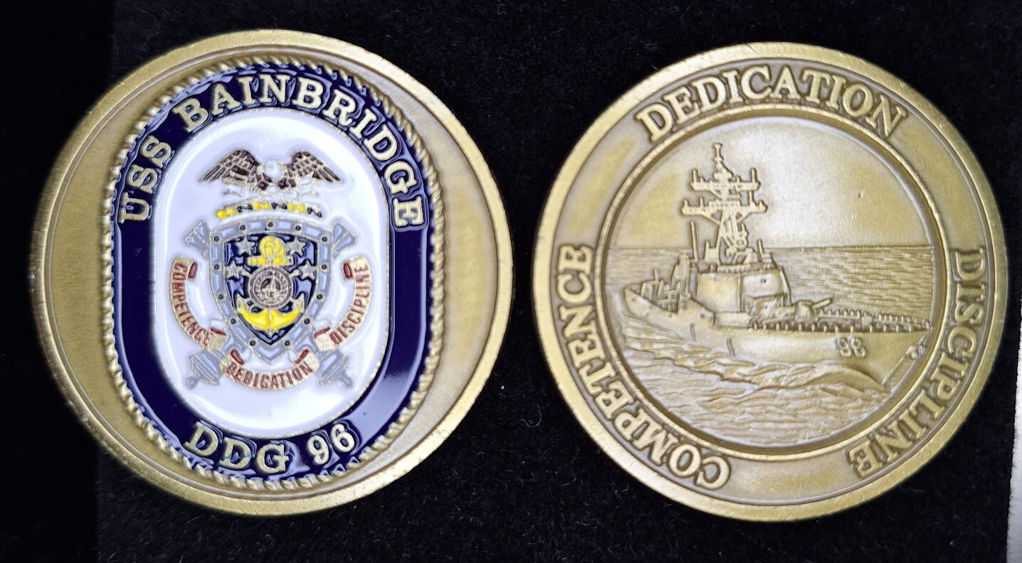DDG-96 USS Bainbridge Navy Challenge Coin Dedication Competence Discipline