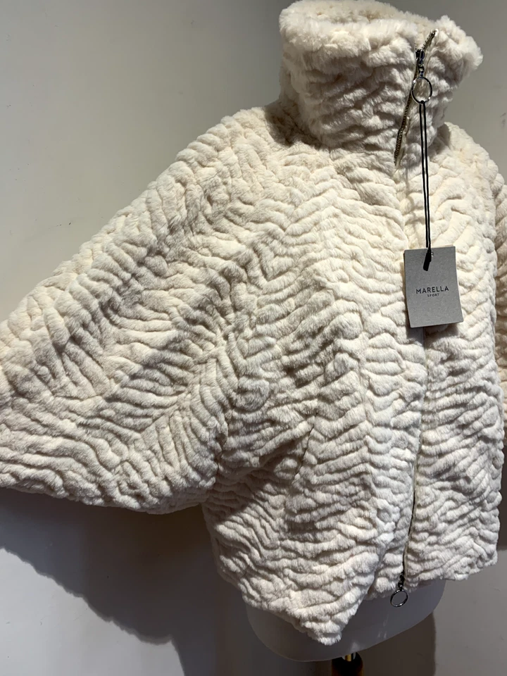 Marella Sport Jacket UK 8 NEW Womens Faux Fur Cape poncho cream coat Max Mara - Image 4 of 4