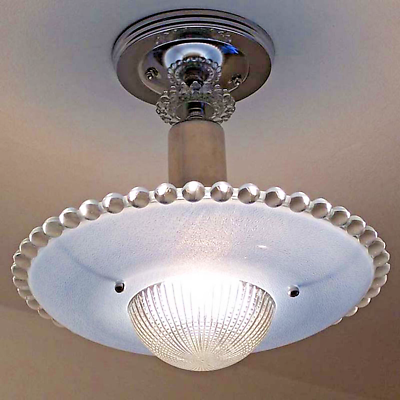 アンティーク　de luce ドルーチェ　イタリア製　ライト 546 Antique Vintage 1930s 40s arT Deco Ceiling Light Fixture Glass