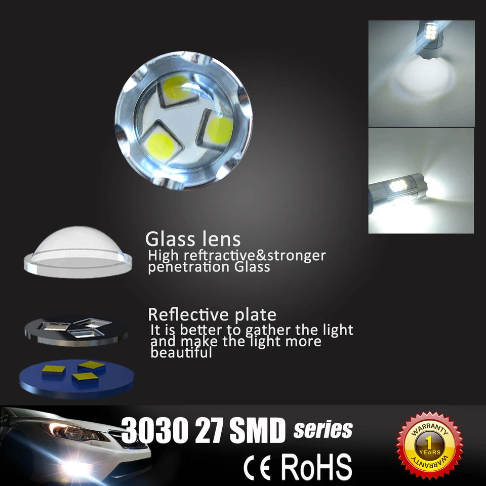 Alla Lighting 3200lm 6000K 27-LED 5202 Fog Light Driving Bulbs Lamps Xenon White - Image 4 of 4