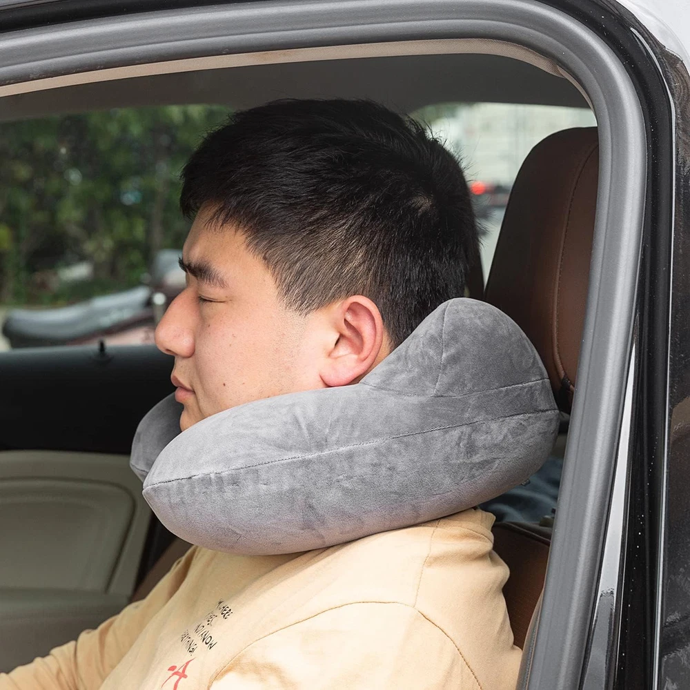 Inflatable Travel Neck Pillow for Airplanes Cars Trains Comfort Support