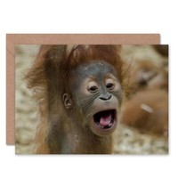 Birthday Young Orang Utan Blank Greeting Card With Envelope