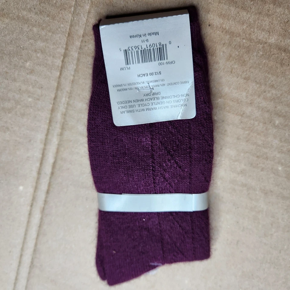 Calcetines Ciruela Angora Angora Vintage Oscar De La Renta Talla 9-11 Mujer 3 Pares Nuevos con Etiquetas Foto 3 de 4