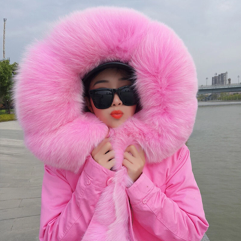 Women s Parka Large Raccoon Fur Collar Coat Jacket Short Outwear