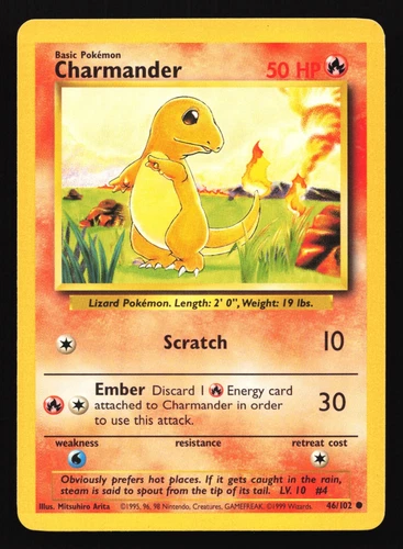 Pokemon Charmander 46/102 WotC Base Set Common LP