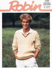 Boys & Mens Cricket Sweater Knitting Pattern  24 - 4 inch, DK, A4 printed copy