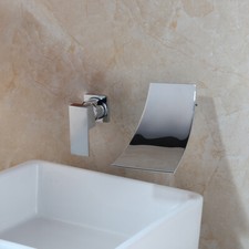 Modern Waterfall Wall Mount Mixer Widespread Contemporary Bathroom Sink Faucet