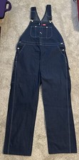 Dickies Mens Indigo Stonewash Blue Workwear Jumpsuit Bib Denim Overalls 40x33.5