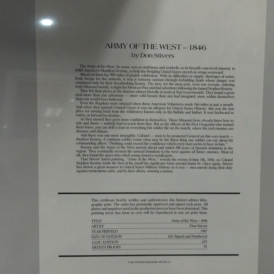 Don Stivers Army of the West—1846 Signed Limited Edition Lithograph Print 1987 - Image 2 of 4