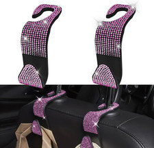 Bling Car Seat Headrest Hooks Pink Car Accessories for Women Crystal Rhinestone