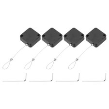 4Pcs 3.3 ft Retractable Cable Security Lock with Latch 600g Black