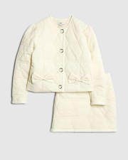 River Island Girls Jacket & Skirt Set White Quilted 2 Piece Crew Neck Buttoned