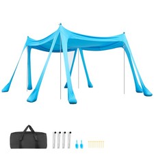 Beach Tent Sun Shelter 10' x 10' UPF 50 Blue with Sandbags  Poles