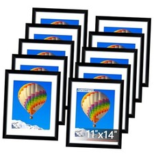 11x14 Picture Frame Set of Black Photo Frames Bulk with HD 11" 14" 10