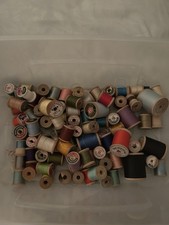 Vintage Wooden Thread Spools Lot Of 84. Coats  Clark, Corticelli, Talon Etc.