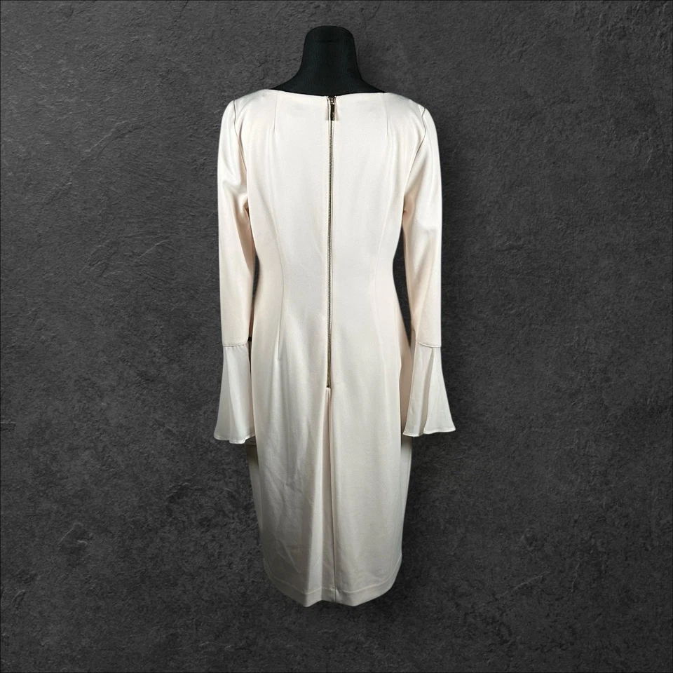 Calvin Klein NWT Dress Bell Sleeve Back Zip Up Blush Pink Sz 10 Wedding Cocktail - Image 4 of 4