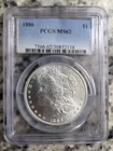 1886 Morgan Dollar PCGS MS 62 $1 Silver Coin Uncirculated