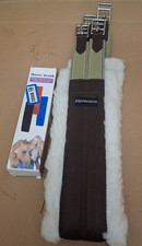Equinavia Saga Fleece Girth 44" Brown Equestrian w/ Horse Grooming Brush Red