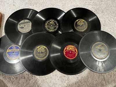 Set of 7: Antique 78 RPM Shellac Records - Victor, Columbia, Romeo + Album