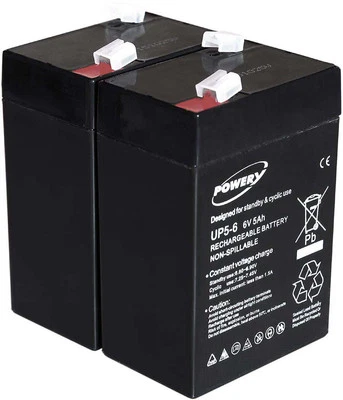 POWERY Batería de gel de plomo potente para Panasonic LC-R064R5P 6V 5Ah (también reemplaza 4Ah 4,5Ah) 6V