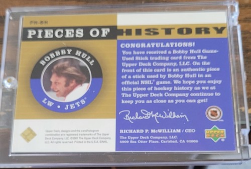 01-02 UD Legends Bobby Hull Piece of History (STICK) - Picture 2 of 2