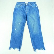 Free People Maggie Cropped Jeans 29 Mid Rise Straight Leg Distressed Boho Casual