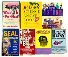 Nonfiction Paperback Book Bundle x7 Trivia Survival Science Reference Magic Lot