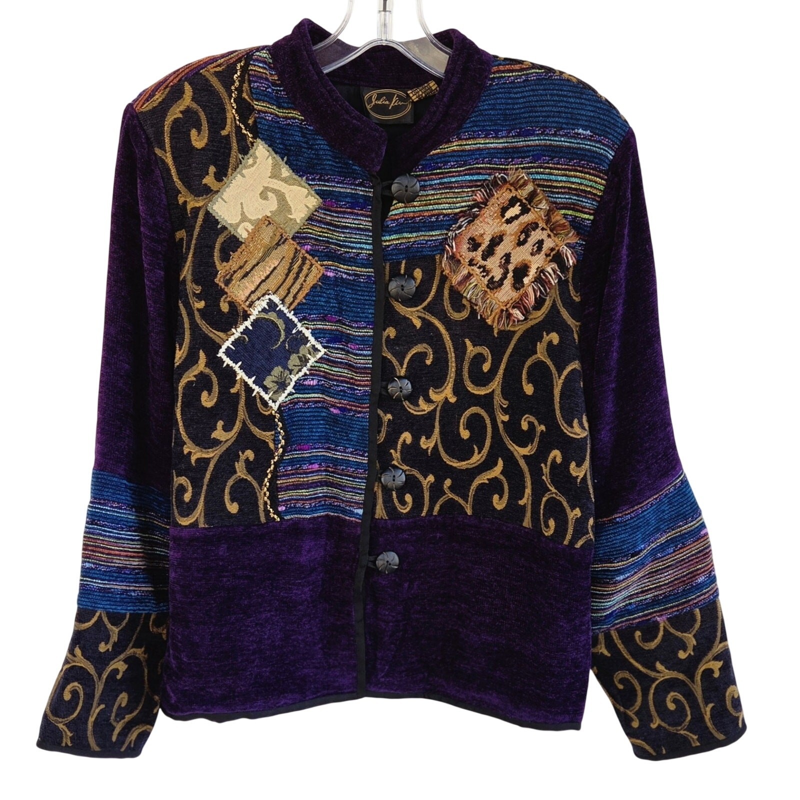 Julia Kim Patchwork Jacket M Boho Tapestry Wearab… - image 1