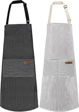 2 Pack Apron, Cooking Kitchen Aprons, Adjustable Bib Apron with 2 Pockets for Me