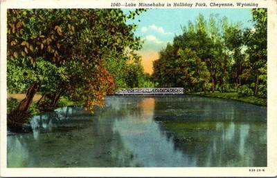 Lake Minnehaha Holliday Park Cheyenne Wyoming Postcard Sanborn B63