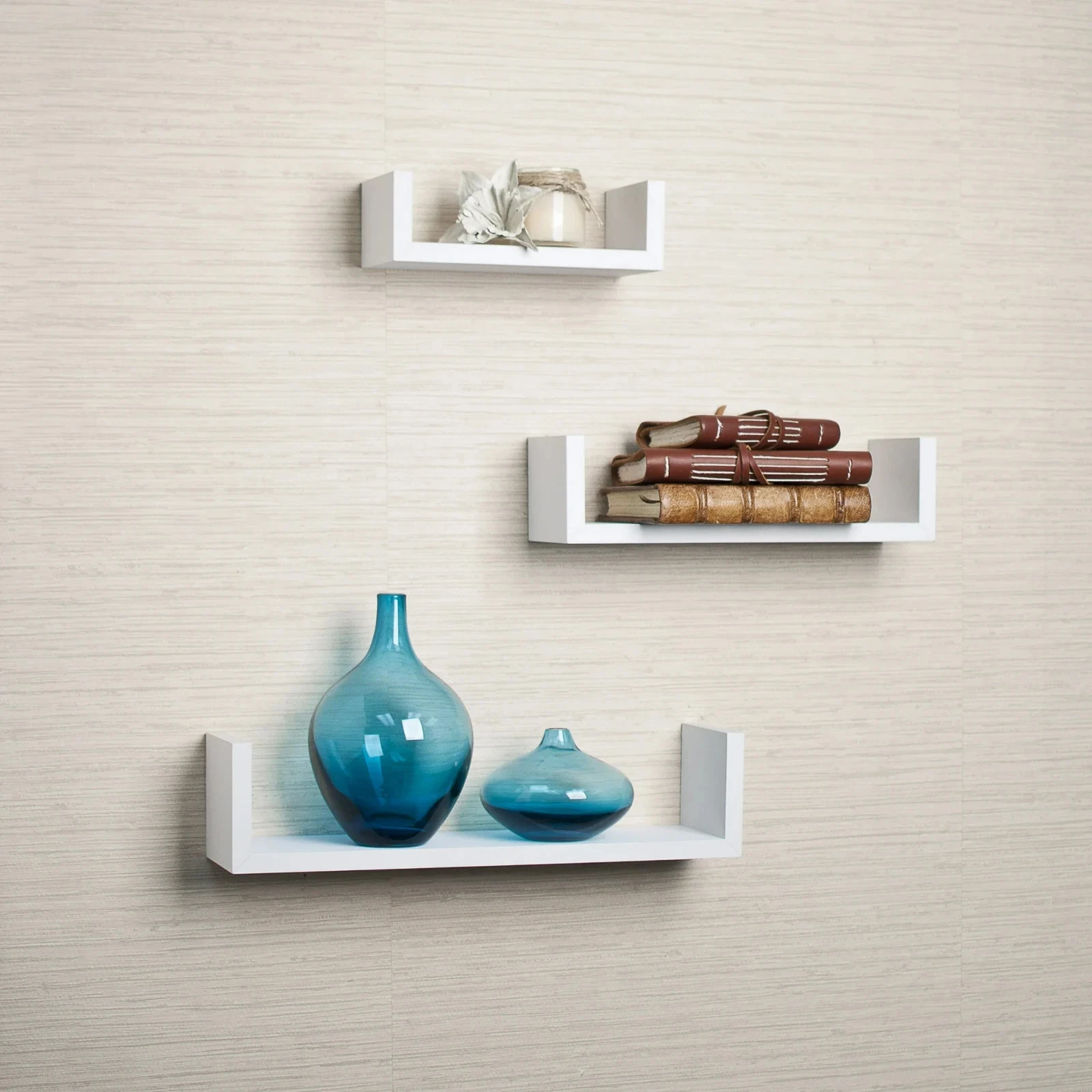 Floating Shelves Set of 3 WHITE Wall with sides from Danya B