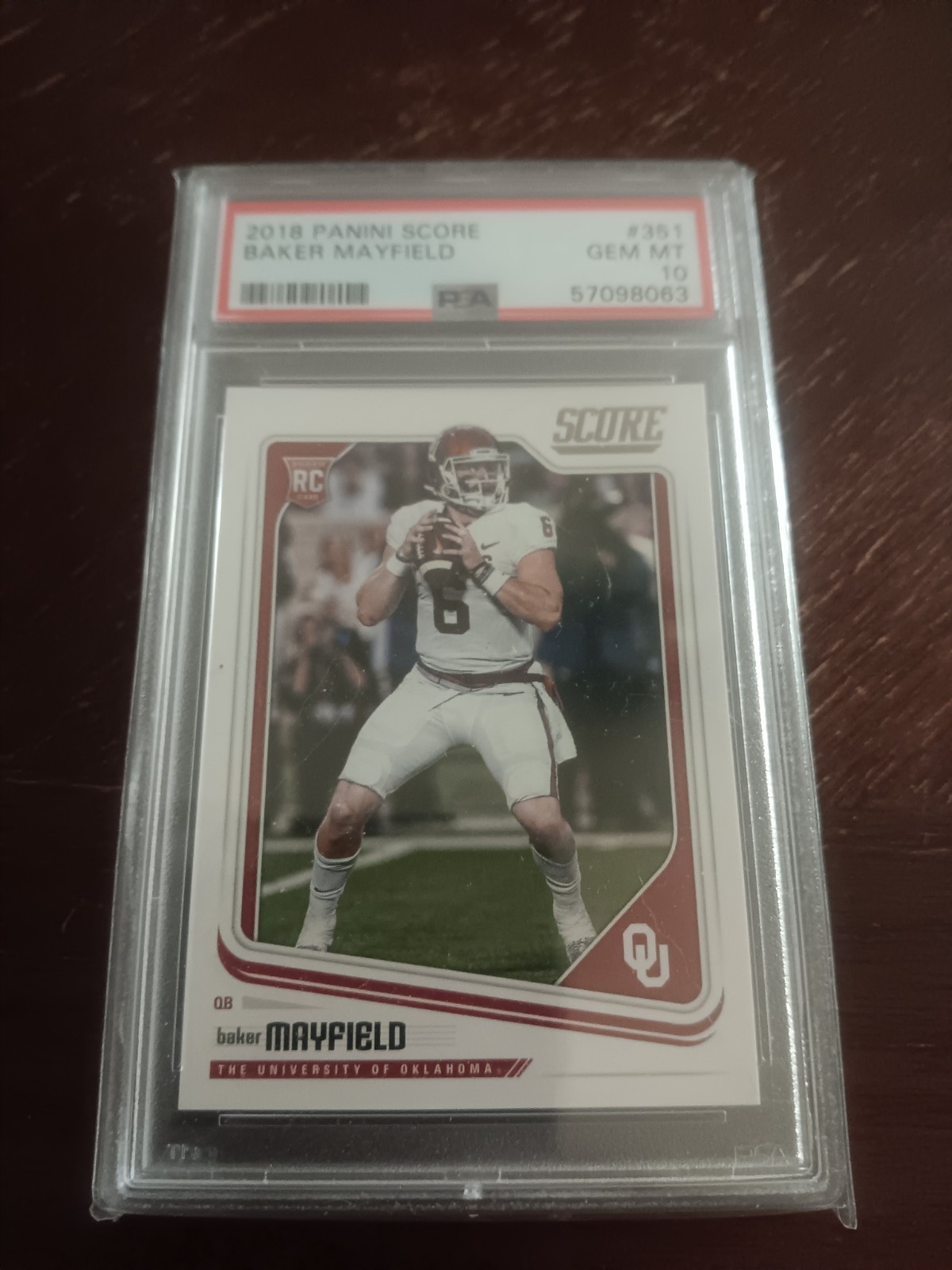 BAKER MAYFIELD 2018 PANINI SCORE ROOKIE CARD PSA 10 GEM MINT #351 BROWNS