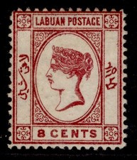 NORTH BORNEO - Labuan QV SG7, 8c carmine, M MINT. Cat &pound;130.