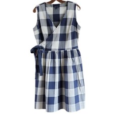 Tommy Hilfiger Sleeveless Navy Blue White Gingham Buffalo Check Dress Size 6