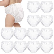 12 Packs Waterproof Plastic Pants for Toddlers Reusable Diaper Covers Unisex ...