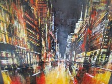 Nathan Neven -1979 Irish Modern Art Oil Original Night Street New York