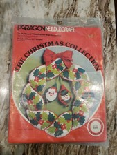 Vintage Paragon Needlecraft Needlepoint Wall Decoration: Holly Wreath