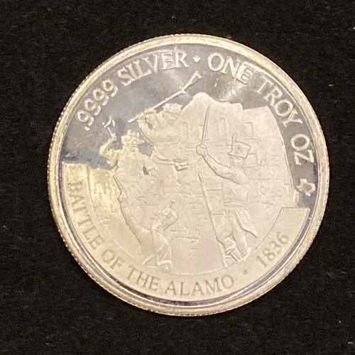 1 Oz BATTLE OF THE ALAMO Silver Round - Texas Revolution - 0.9999 PROOF Field