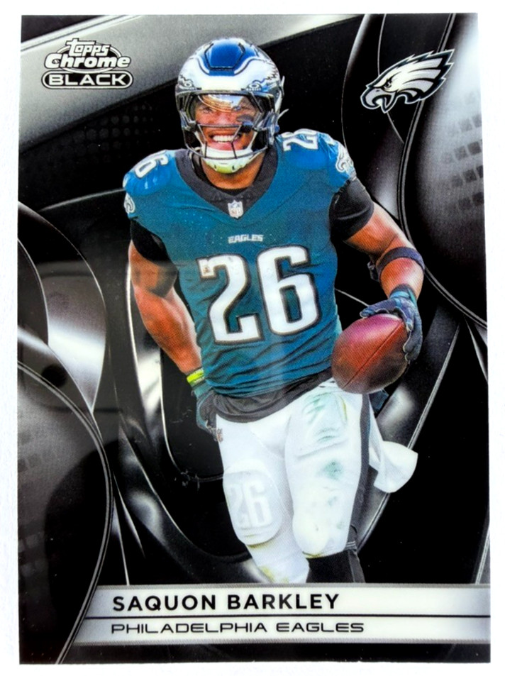 2025 Topps Chrome Black SAQUON BARKLEY #82 Chrome Base - Philadelphia Eagles