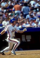 Lenny Dykstra New York Mets swings at a pitch at an MLB game v the- Old Photo 1