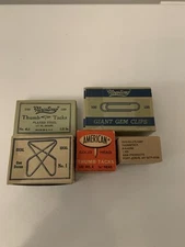 Vintage Lot Office Desk Supplies American, A&W, Noesting, tacks, clips, clamps